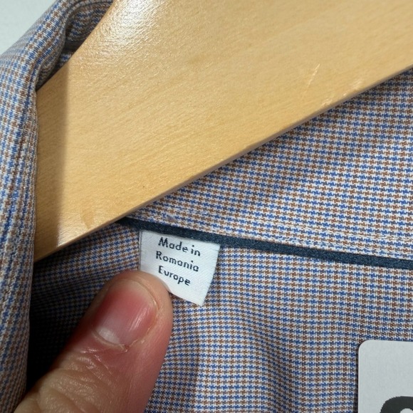 Eton Contemporary Dress Shirt Men Size 43 17 Gray Indigo Check 100% Cotton - Picture 4 of 12